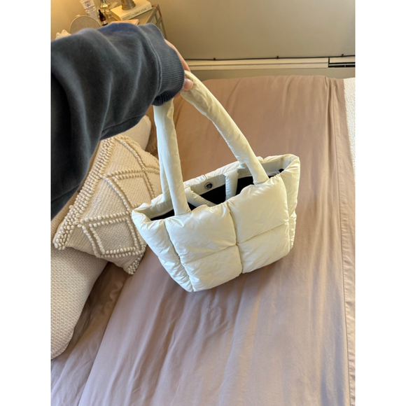Women's Cream Puffer Tote Bag One Size - Picture 4 of 9